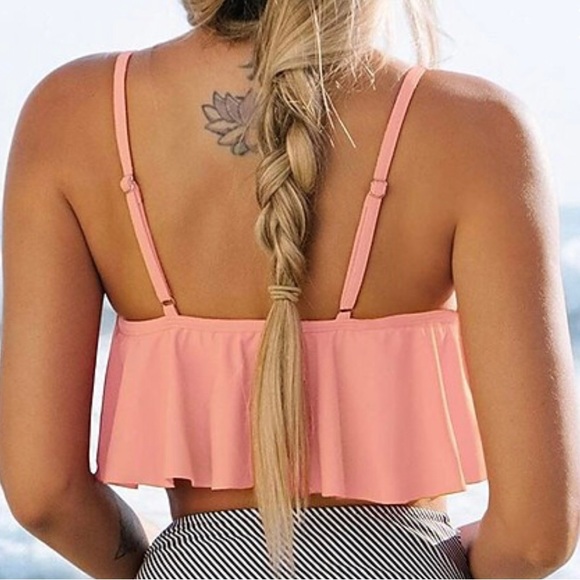 Pink Ruffled Strappy Bikini (Top Only) SIZE M - Picture 2 of 5